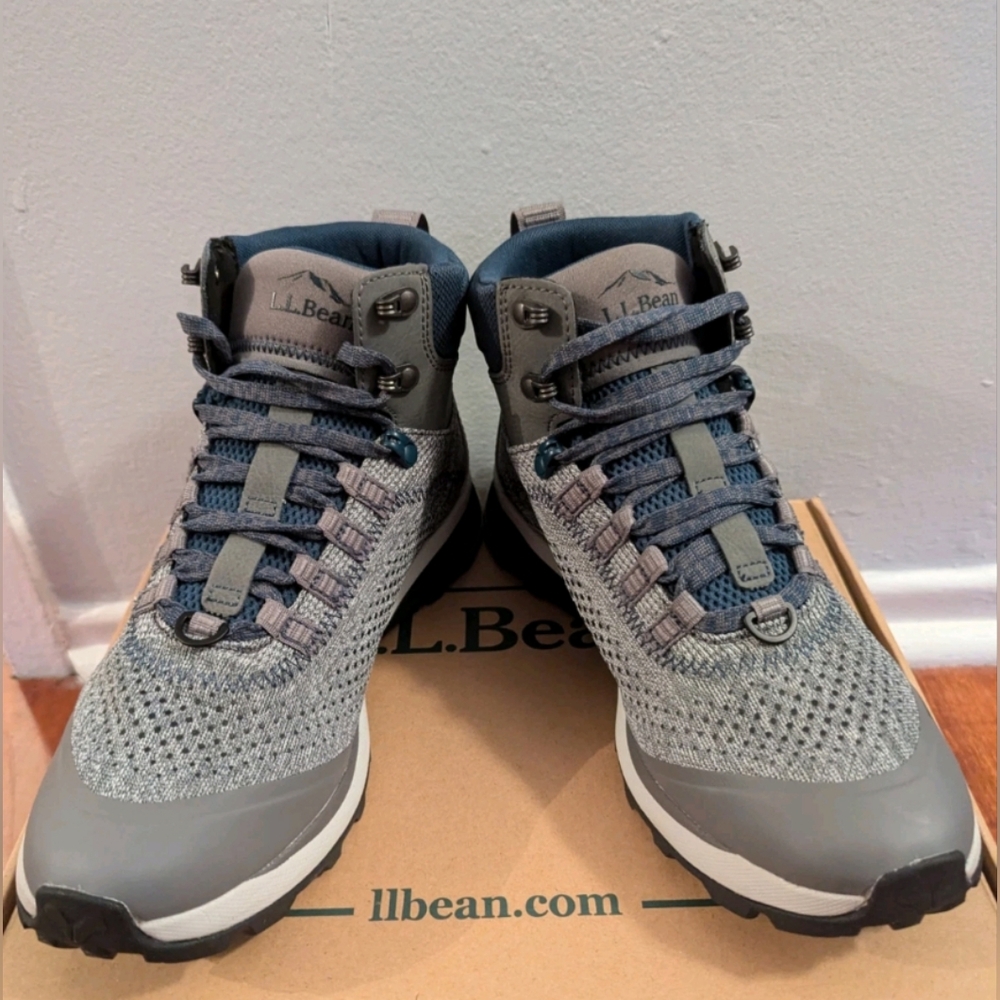 (NEW) L.L. Bean Women's Elevation Hiking Boots - Grey/Blue, Waterproof, US 9.5